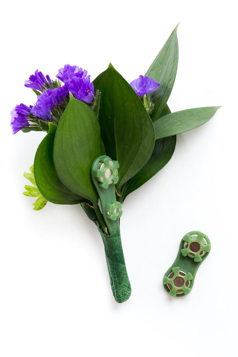 Fresh Floral Boutonniere with Magnetic Aid for Easy Placement — Stems
