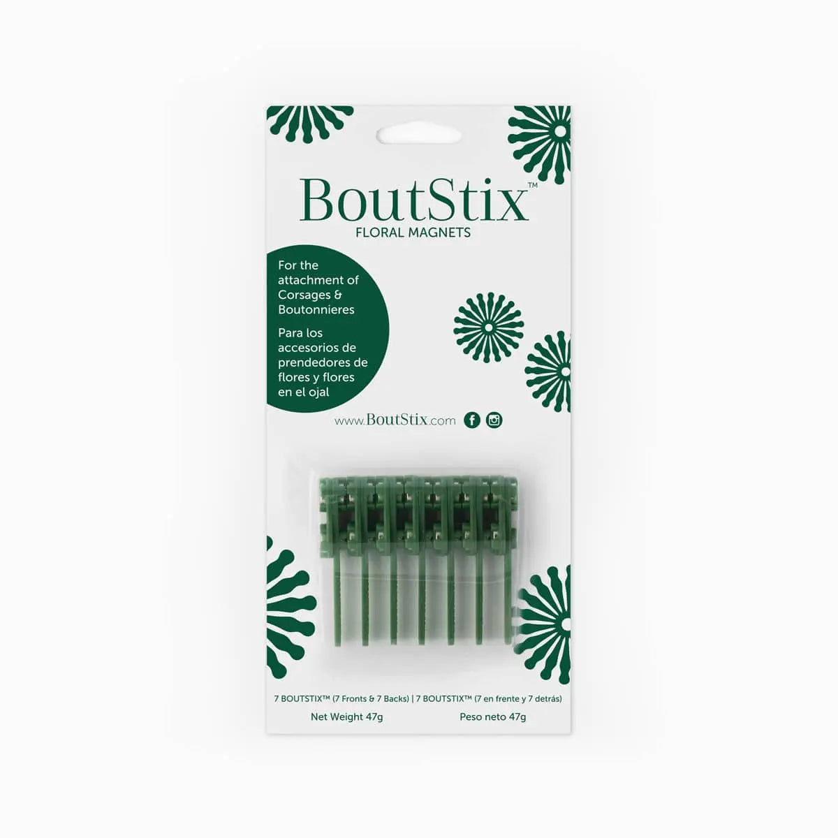 BoutStix boutonniere magnets 7-pack — pin-free floral fasteners for boutonnieres and corsages in the US